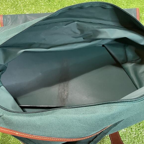 Vintage Polo Ralph Lauren Green Brown Large Duffle Bag Canvas Weekender Travel - Picture 8 of 8